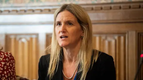 PA Media Labour MP Kim Leadbeater speaks at a news conference after the bill runs out of time.