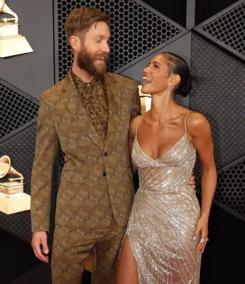 Reuters Calvin Harris and Vick Hope at the GRammys