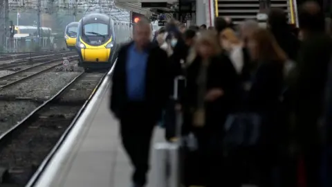 Getty Images An Avanti West Coast train approaches the platform at Crewe station