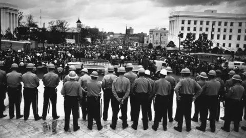 Getty Images Police blocking civil rights marchers