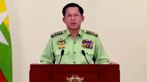 Reuters General Min Aung Hlaing appears on state television