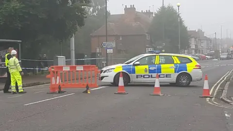 Part of the A6 in Derby is closed