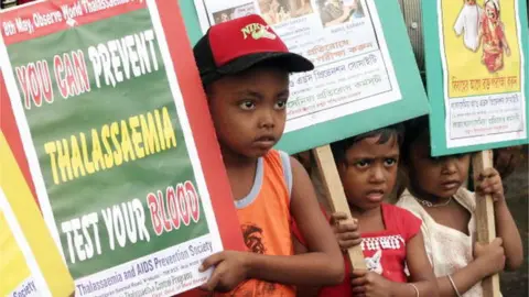 Getty Images A rally in India on World Thalassaemia Day