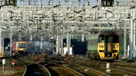 Getty Images Trains on a track