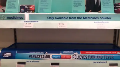 Getty Images Empty paracetamol shelves