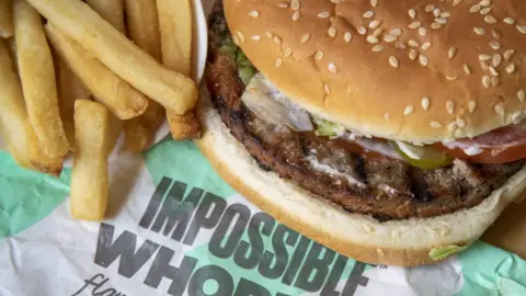 Getty Images A close-up of the Impossible Whopper and fries