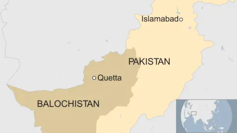 BBC Map of Pakistan showing location of Quetta in south-western Balochistan state