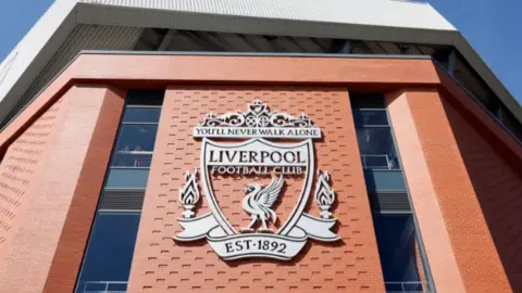 Liverpool FC's club crest on Anfield stadium