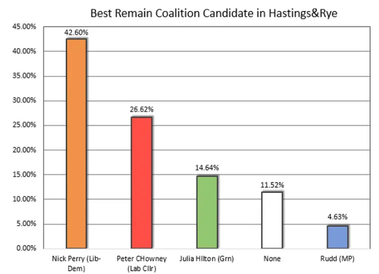 Hastings in Focus Poll showing the Liberal Democrats as the 'best Remain coalition candidate'