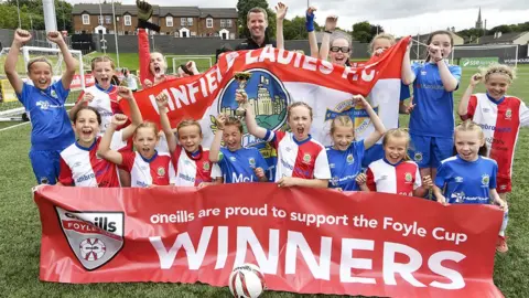 Keith Moore Linfield Ladies won a clean sweep at three age groups