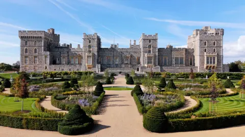 A general view of the garden, with Windsor Castle in the background.