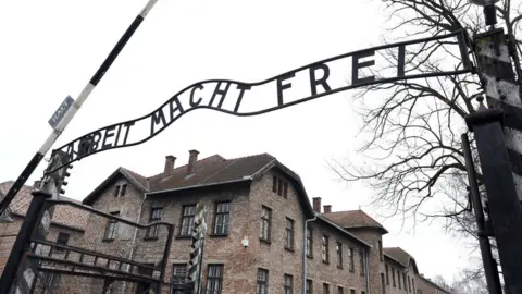 Reuters The infamous "Abeit macht frei" (work makes you free" slogan over Auschwitz's entrance