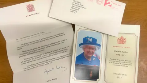 Footsteps Day Nursery Nursery pupils received a letter from the Queen the day before she died