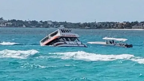 Boat tilted in the water