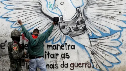 Reuters A Brazilian soldier searches a man during an operation against drug gangs in Jacarezinho