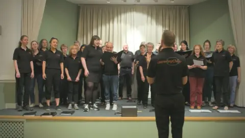 BBC/Tern The Harmony Choir and Gail Porter in action.