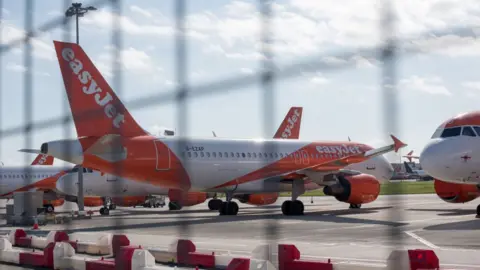 Getty Images EasyJet planes at Southend in April