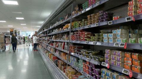 Food on shelves in a Channel Islands Co-operative