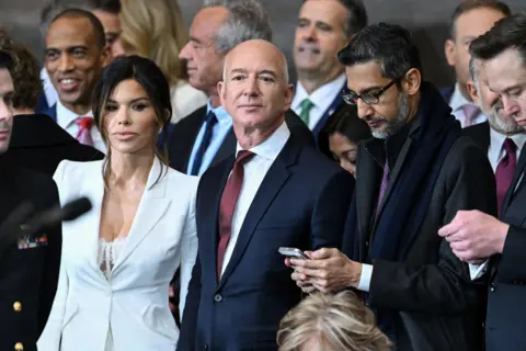 Reuters Lauren Sanchez, Jeff Bezos, Sundar Pichai and Elon Musk among the crowd attending the inauguration ceremony