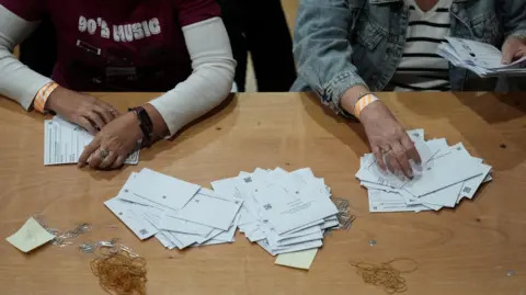 Votes being counted in Clacton on Sea after 7 May elections