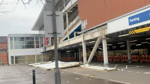 Ramarra Furr external cladding at a Tesco Extra store fell onto the ground