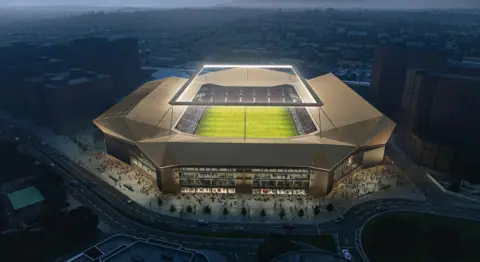 Luton Town Football Club Plan of what Power cut stadium could look like if plans go ahead 