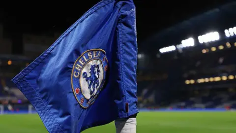 A corner flag at Chelsea's Stamford Bridge ground