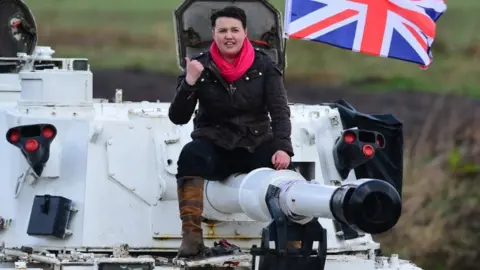 Getty Images Ruth Davidson on tank