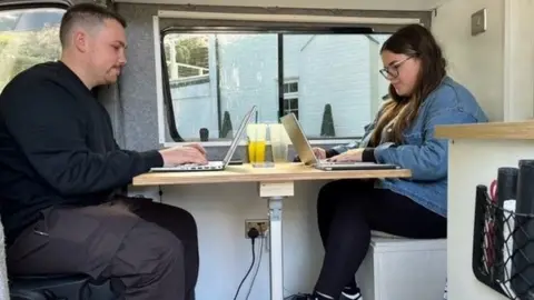 Flavia and Luke in their van