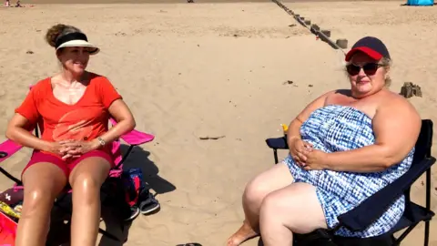 Sarah and Sharon on Rhyl beach