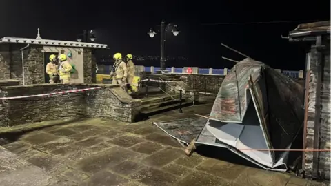 ISLE OF MAN FIRE AND RESCUE SERVICE Damage to a kiosk roof on Douglas Promenade