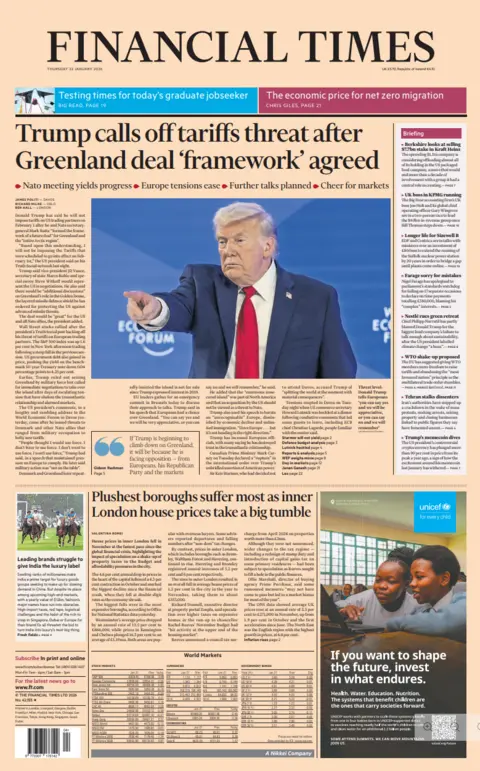 "Trump calls off tariffs threat after Greenland deal 'framework' agreed."