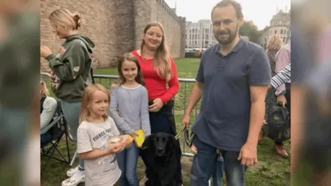 The King family outside Cardiff Castle