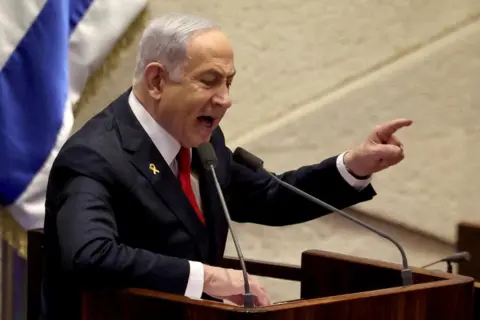 Reuters Benjamin Netanyahu giving a speech