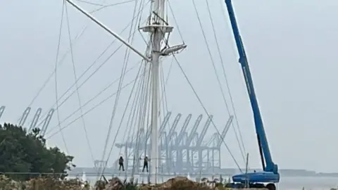 Richard Knights/BBC Royal Navy ship mast in Shotley Gate in Suffolk