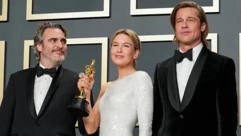 Getty Images Joaquin Phoenix, Renee Zellweger and Brad Pitt