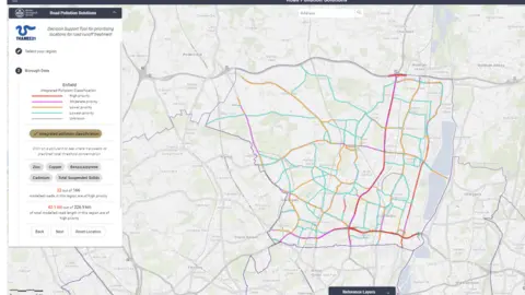 Thames21 Map showing polluting roads in London