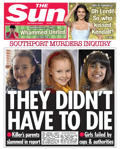  They didn't have to die," reads the headline on the front page of the Sun.