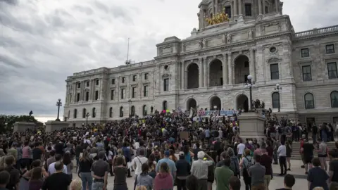 Getty Images Protestors pack the steps of the Minnesota State Capitol building