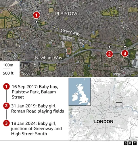 Map showing locations where babies were found eiqrtihhidrkinv