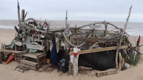 Amber Gash / BBC The bench pictured just a week ago