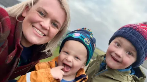 Teleri Mair Jones Tereli with her two sons, who are now two and four