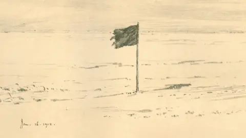 Getty Images 'Amundsen's Black Flag Within A Few Miles of the South Pole', 16 January 1912, sketched by Dr Edward A Wilson
