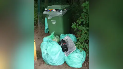LDRS/ Michael Thompson Bags of litter at the entrance to Burton Riggs Nature Reserve