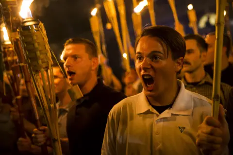 Getty Images White supremacists marching in Charlottesville