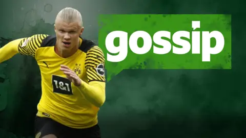 Erling Braut Haaland beside BBC gossip logo