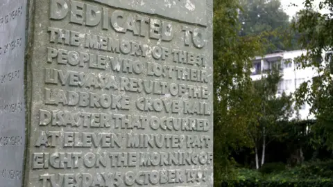 PA Media The memorial to the 31 victims of the crash, at Ladbroke Grove