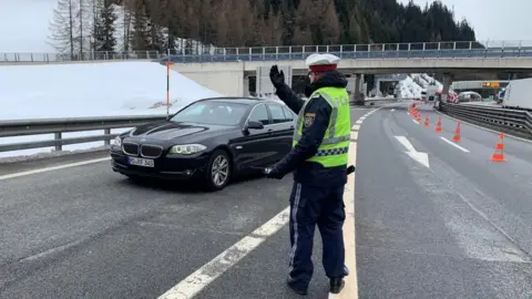 EPA Health check at the Brenner Pass, the border between Italy and Austria, 10 March 2020