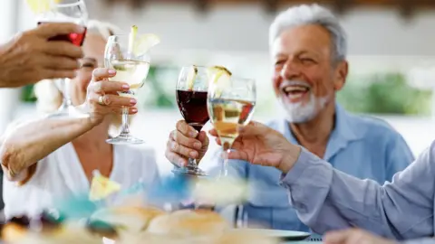 Elderly people drinking