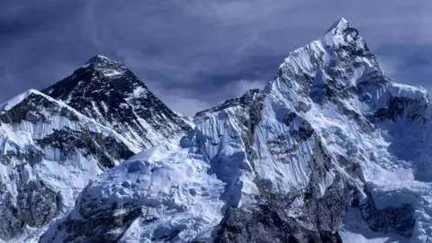 Getty Images The iced-capped peaks of Mount Everest between China and Nepal